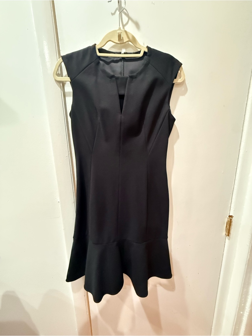 Elie Tahari Black Sleeveless Midi Dress with Flounce Hem